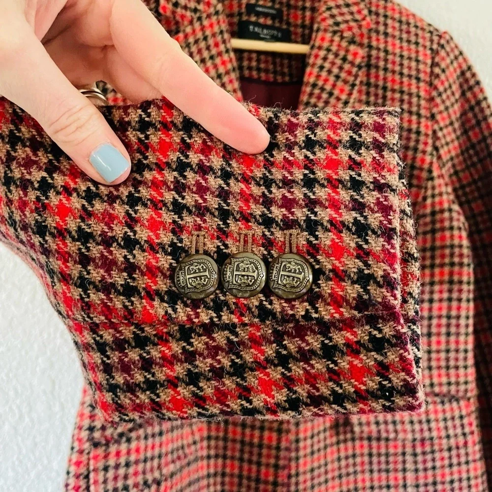 Talbots Petite Herringbone Plaid Velvet Collar Blazer - Picture 10 of 15